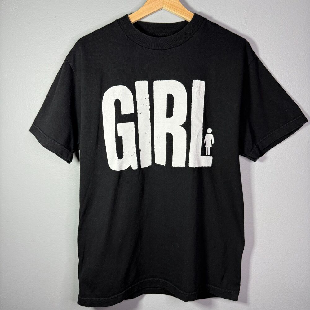 Girl Skateboards Big Logo T-Shirt Size M Black Made in USA 100% Cotton Skate